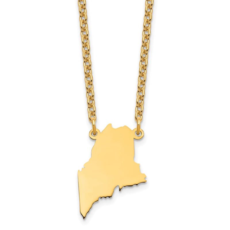 Gold Plated Sterling Silver/Gold Maine State Necklace