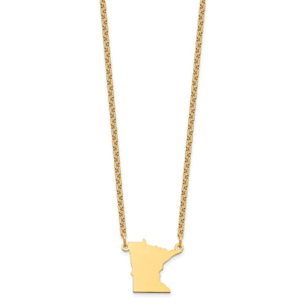 Gold Plated Sterling Silver/Gold Minnesota State Necklace