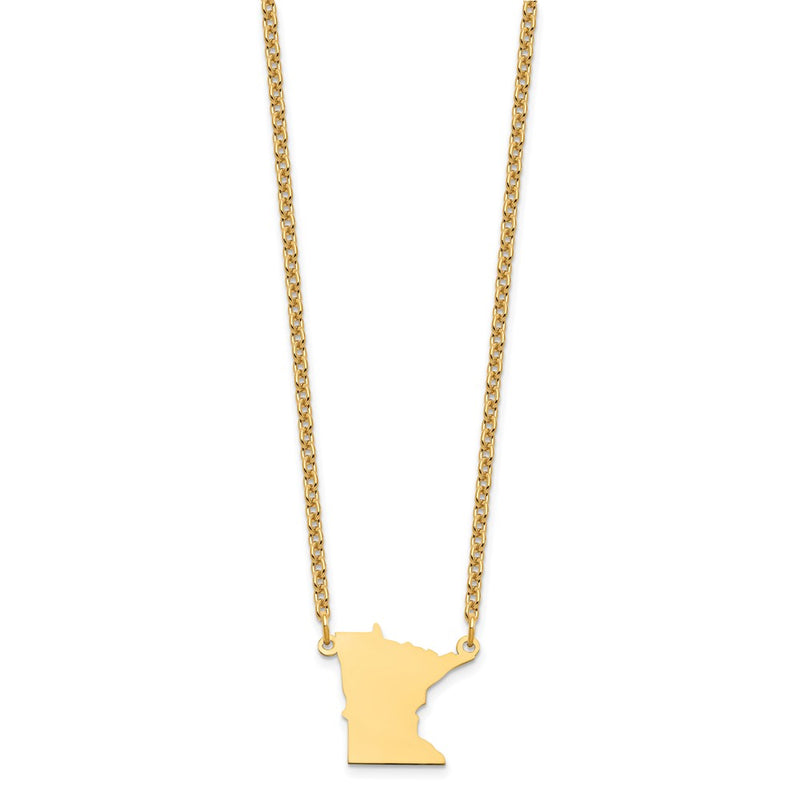 Gold Plated Sterling Silver/Gold Minnesota State Necklace