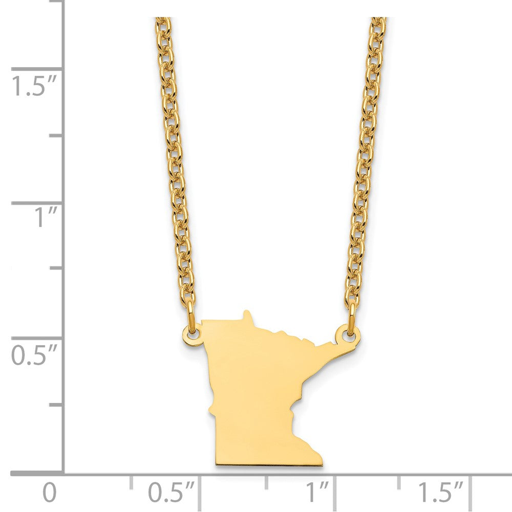 Gold Plated Sterling Silver/Gold Minnesota State Necklace