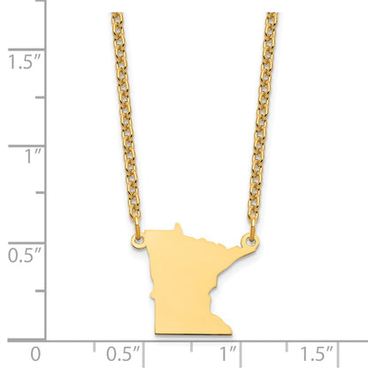 Gold Plated Sterling Silver/Gold Minnesota State Necklace