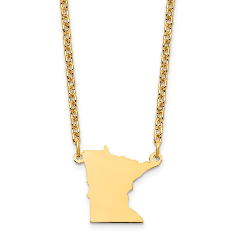 Gold Plated Sterling Silver/Gold Minnesota State Necklace