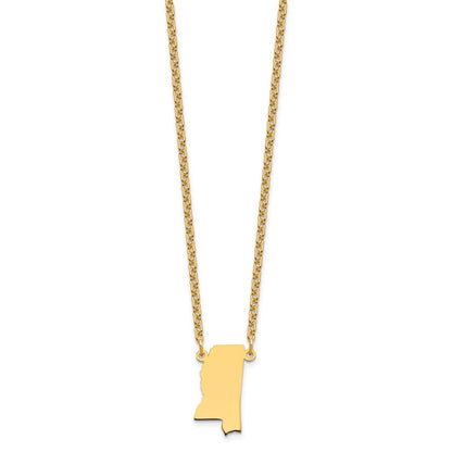 Gold Plated Sterling Silver/Gold Mississippi State Necklace