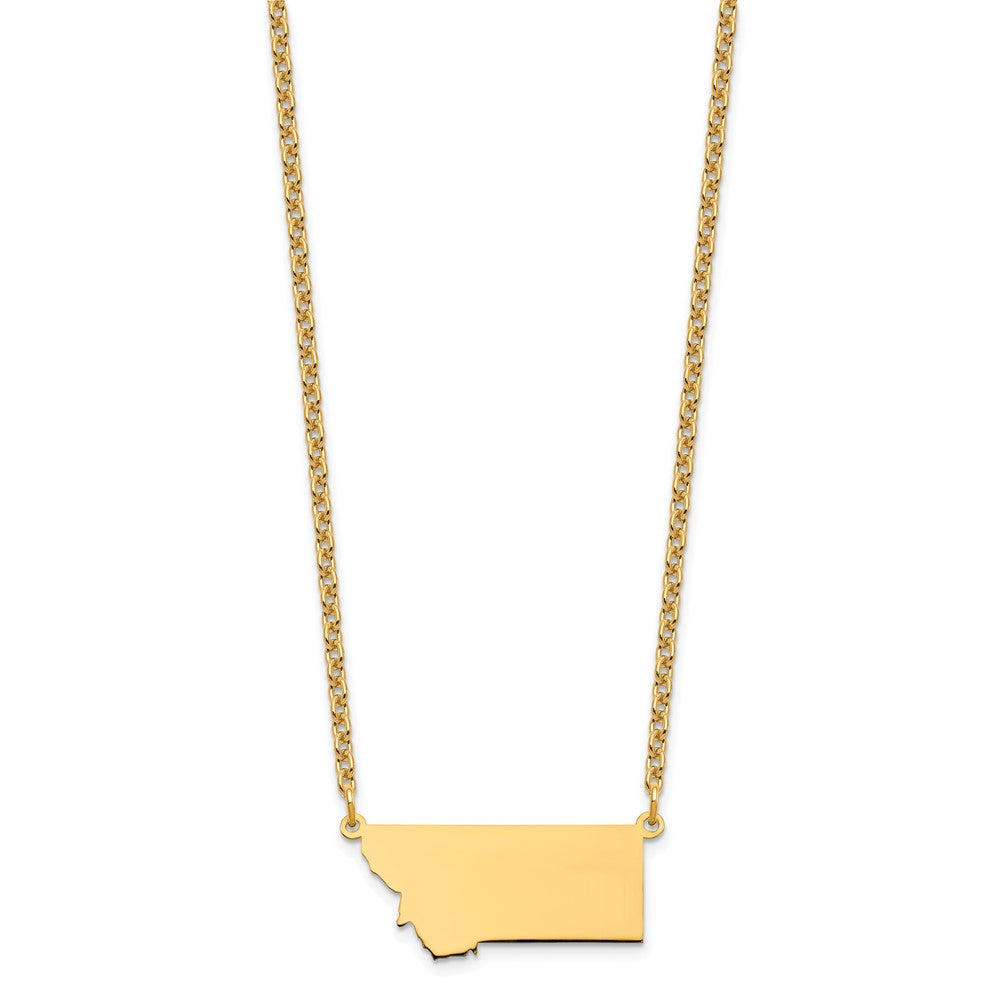 Gold Plated Sterling Silver/Gold Montana State Necklace