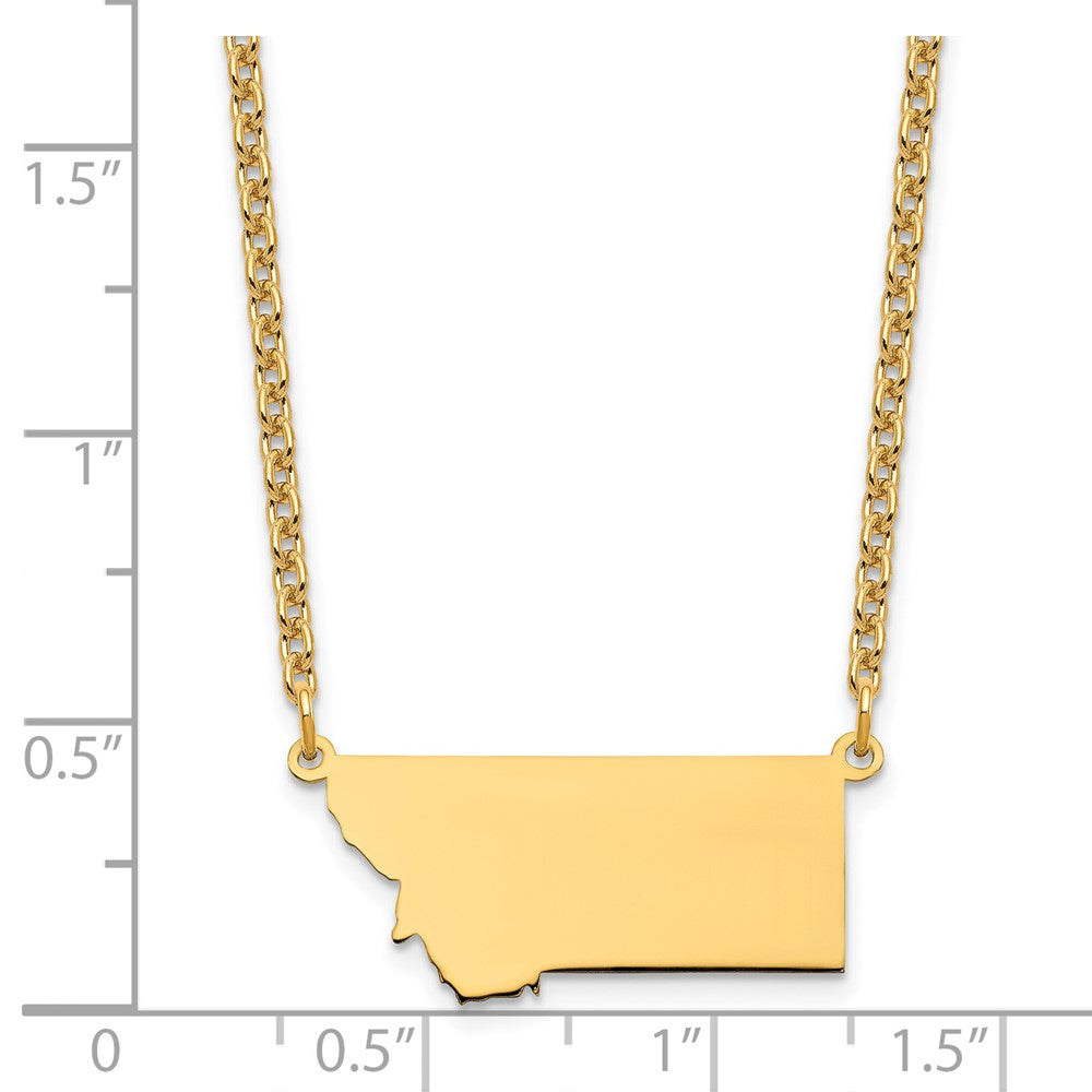 Gold Plated Sterling Silver/Gold Montana State Necklace