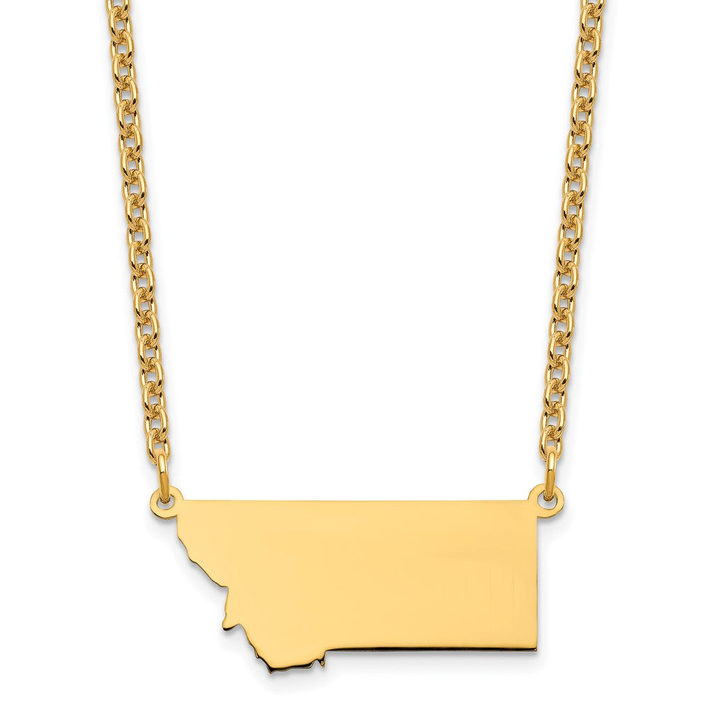 Gold Plated Sterling Silver/Gold Montana State Necklace