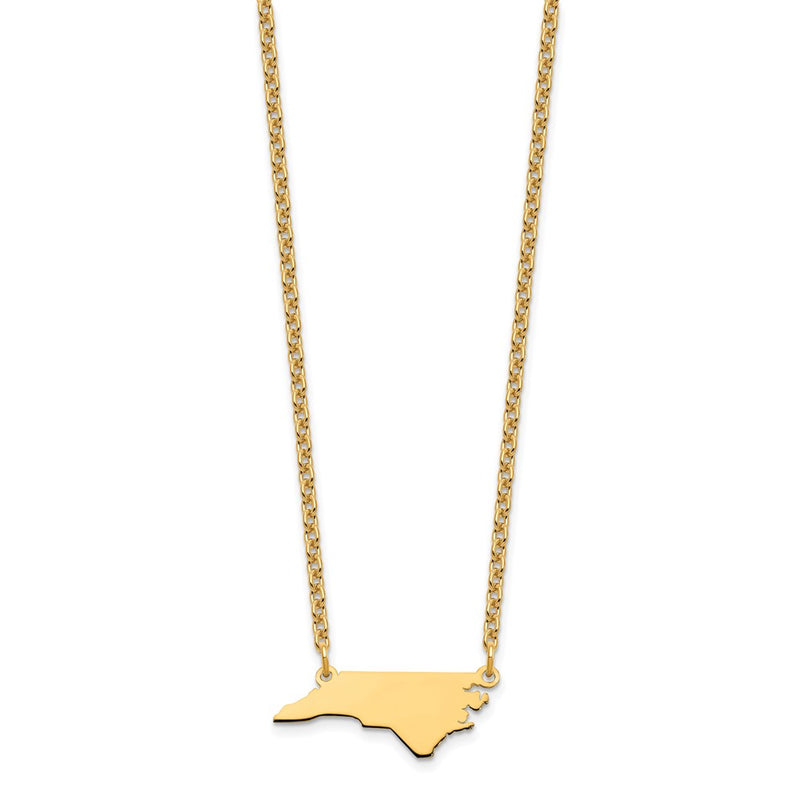 Gold Plated Sterling Silver/Gold North Carolina State Necklace