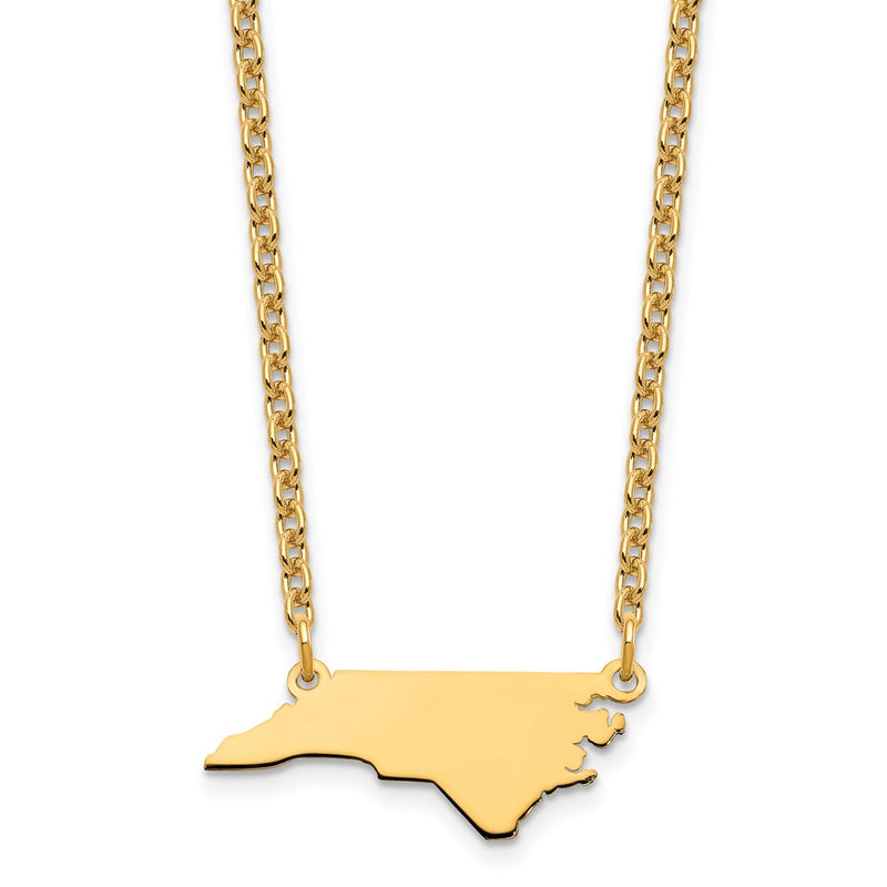 Gold Plated Sterling Silver/Gold North Carolina State Necklace
