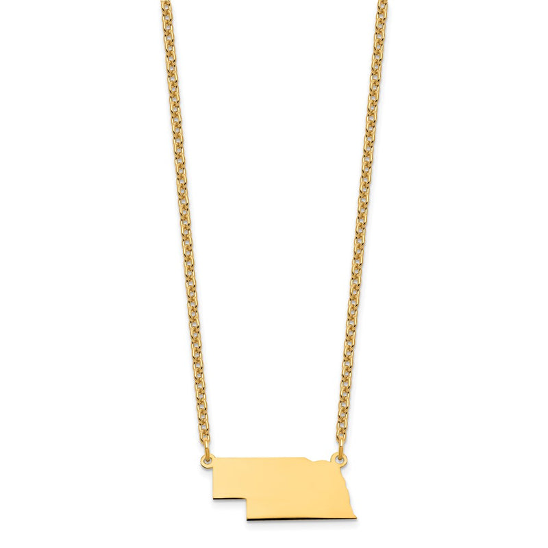 Gold Plated Sterling Silver/Gold Nebraska State Necklace