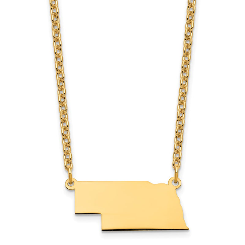 Gold Plated Sterling Silver/Gold Nebraska State Necklace