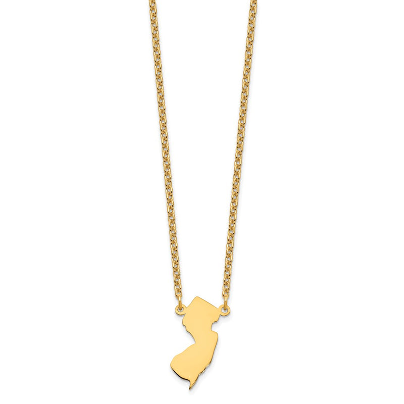 Gold Plated Sterling Silver/Gold New Jersey State Necklace