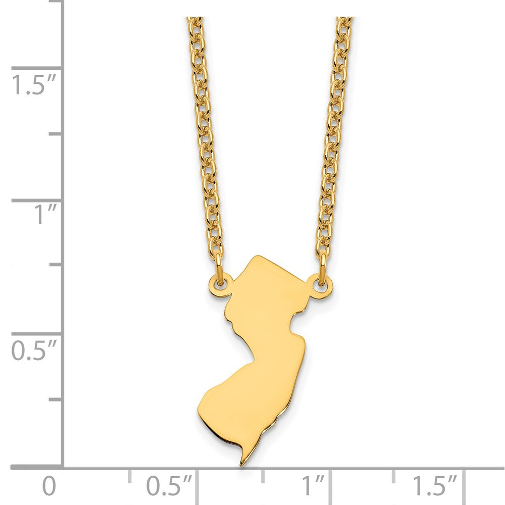 Gold Plated Sterling Silver/Gold New Jersey State Necklace