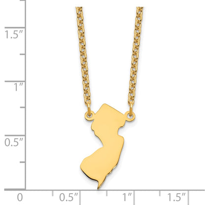 Gold Plated Sterling Silver/Gold New Jersey State Necklace