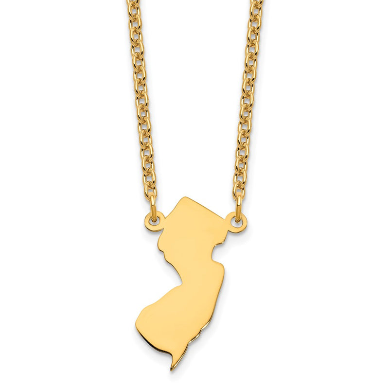 Gold Plated Sterling Silver/Gold New Jersey State Necklace