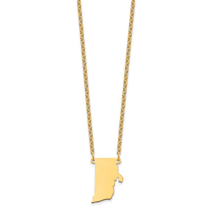 Gold Plated Sterling Silver/Gold Rhode Island State Necklace