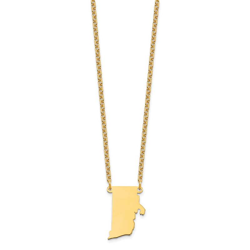 Gold Plated Sterling Silver/Gold Rhode Island State Necklace