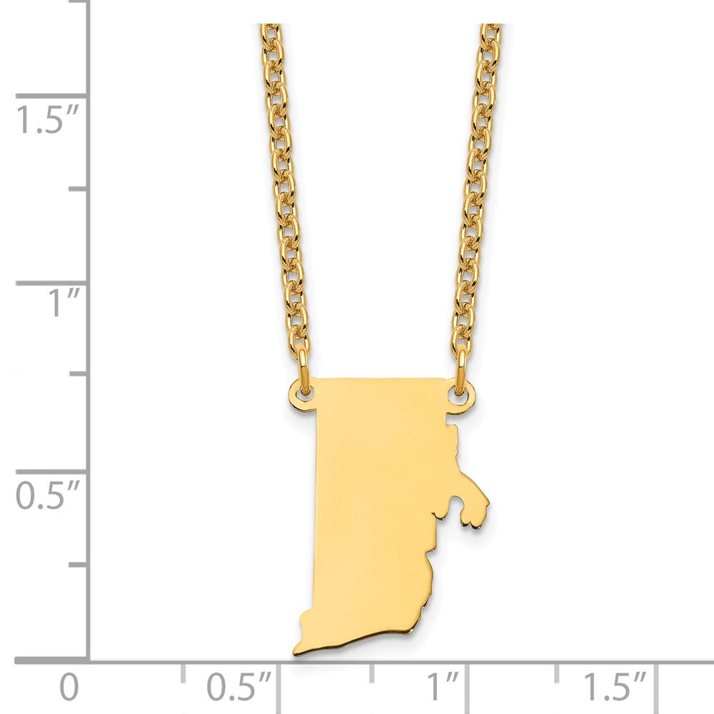 Gold Plated Sterling Silver/Gold Rhode Island State Necklace