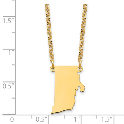 Gold Plated Sterling Silver/Gold Rhode Island State Necklace