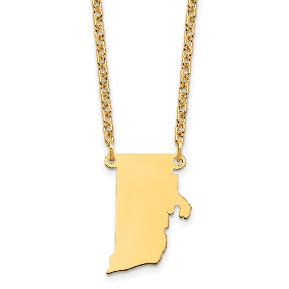 Gold Plated Sterling Silver/Gold Rhode Island State Necklace