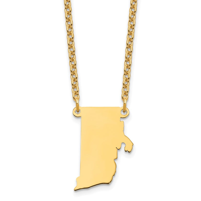 Gold Plated Sterling Silver/Gold Rhode Island State Necklace
