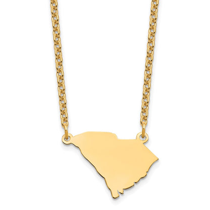 Gold Plated Sterling Silver/Gold South Carolina State Necklace