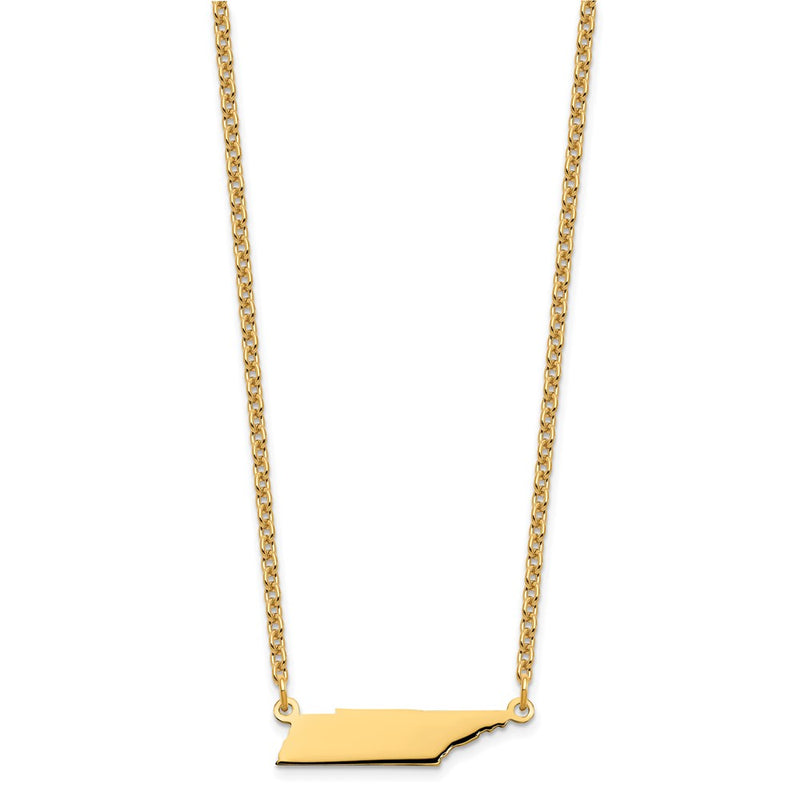 Gold Plated Sterling Silver/Gold Tennessee State Necklace