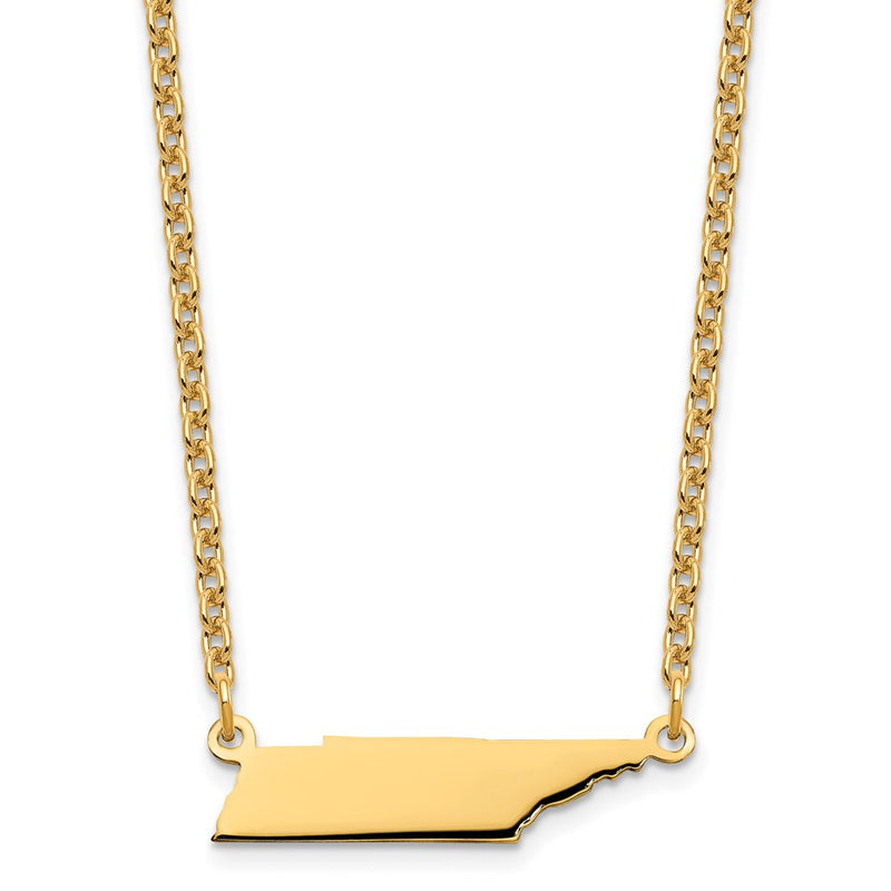 Gold Plated Sterling Silver/Gold Tennessee State Necklace