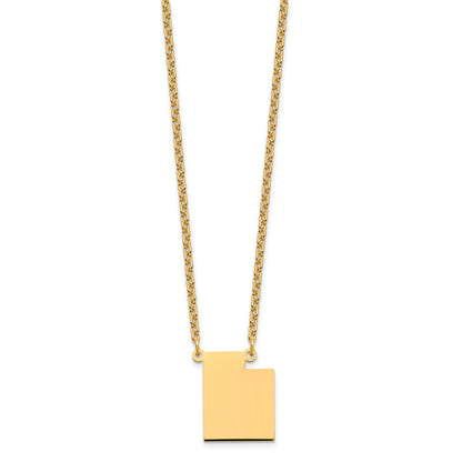 Gold Plated Sterling Silver/Gold Utah State Necklace