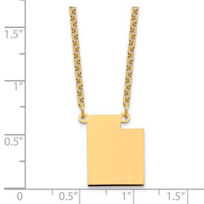Gold Plated Sterling Silver/Gold Utah State Necklace