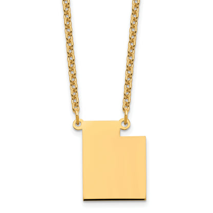 Gold Plated Sterling Silver/Gold Utah State Necklace