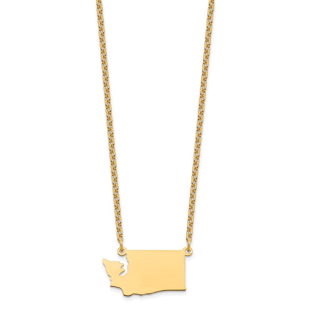 Gold Plated Sterling Silver/Gold Washington State Necklace