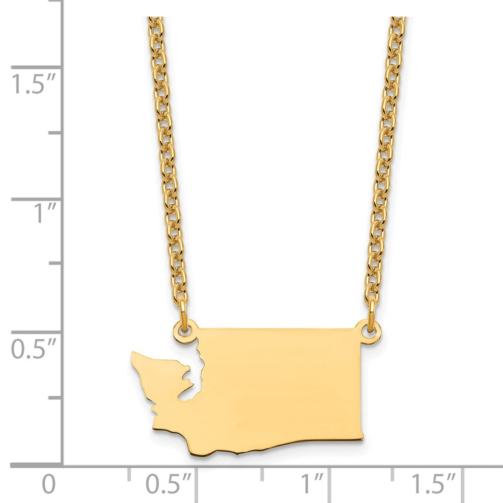 Gold Plated Sterling Silver/Gold Washington State Necklace