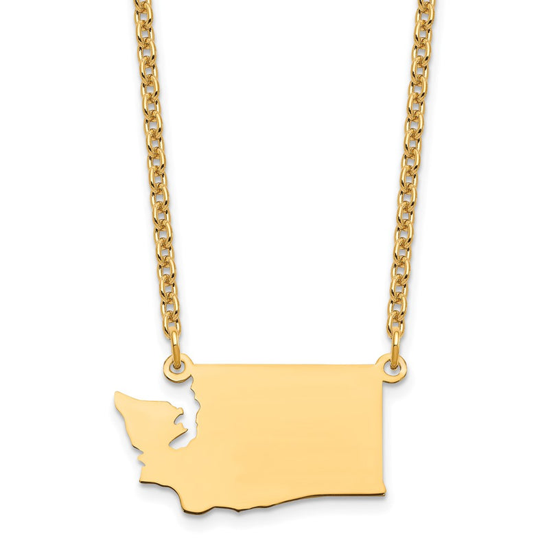 Gold Plated Sterling Silver/Gold Washington State Necklace