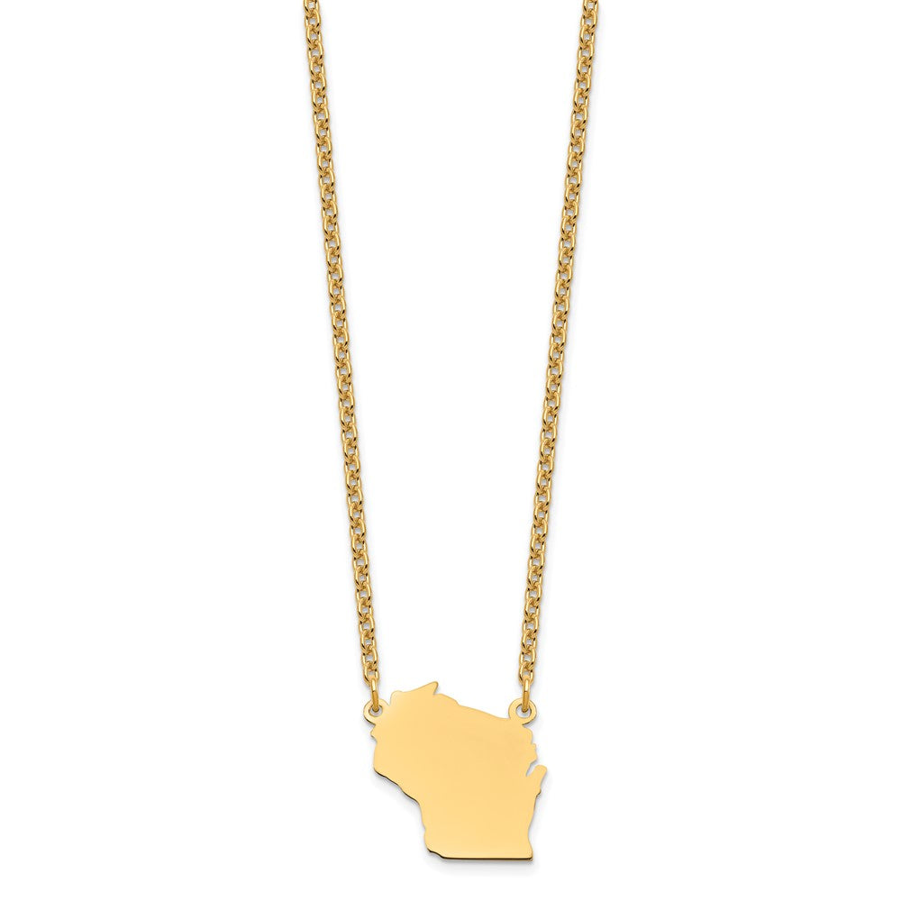 Gold Plated Sterling Silver/Gold Wisconsin State Necklace