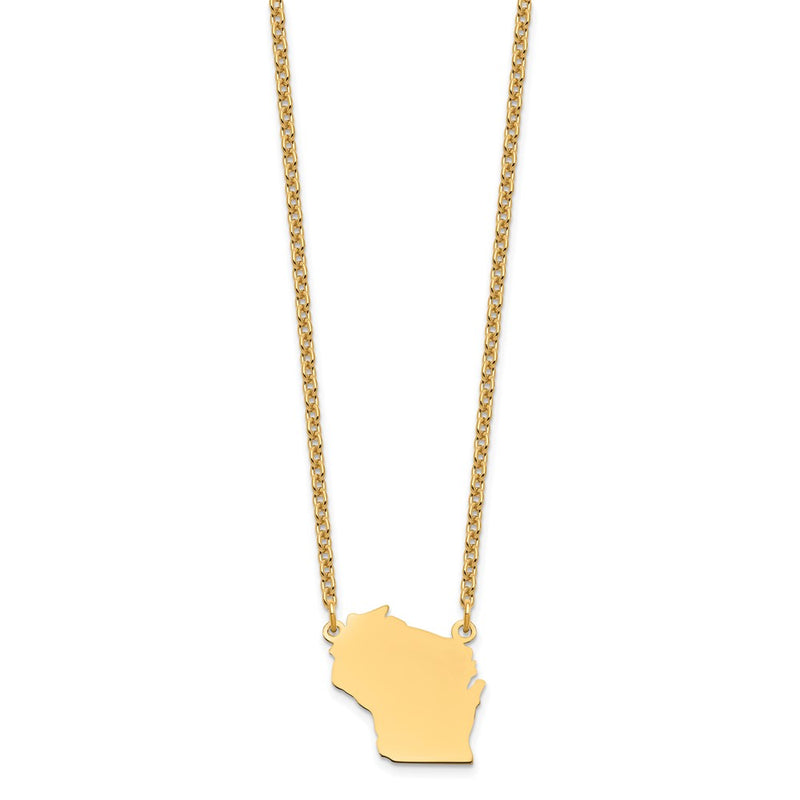 Gold Plated Sterling Silver/Gold Wisconsin State Necklace