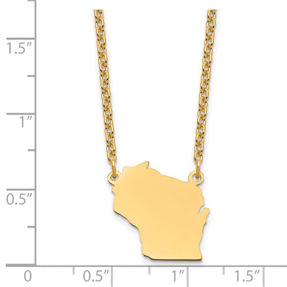 Gold Plated Sterling Silver/Gold Wisconsin State Necklace