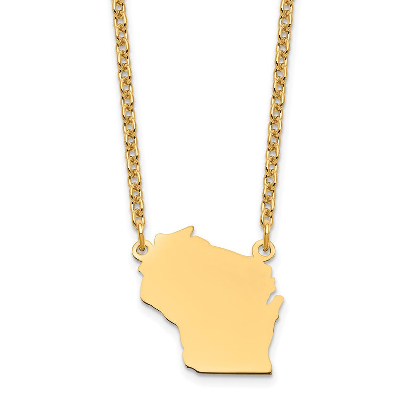 Gold Plated Sterling Silver/Gold Wisconsin State Necklace
