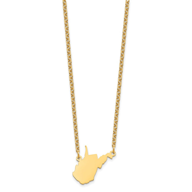 Gold Plated Sterling Silver/Gold West Virginia State Necklace