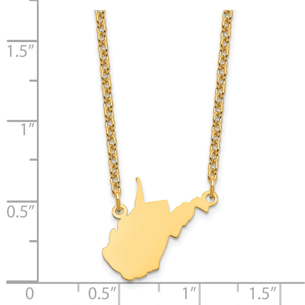 Gold Plated Sterling Silver/Gold West Virginia State Necklace