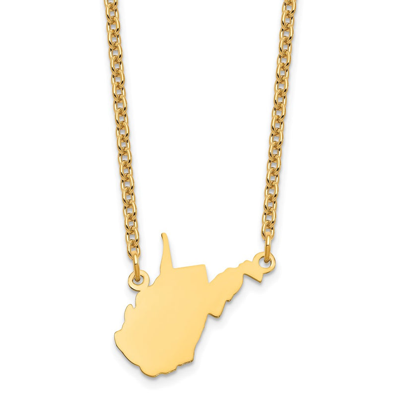 Gold Plated Sterling Silver/Gold West Virginia State Necklace