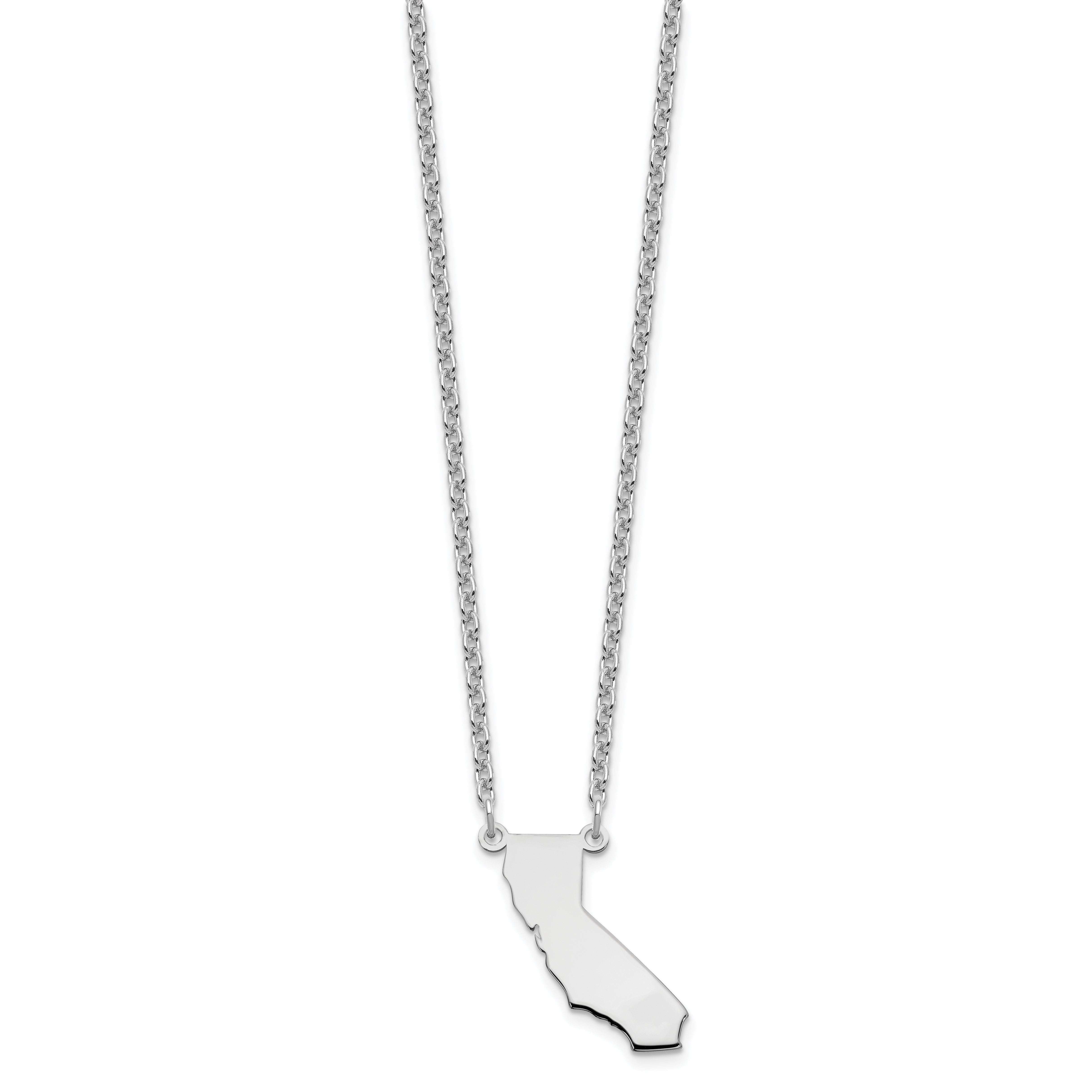 Sterling Silver Silver/Rhodium Plated California State Necklace