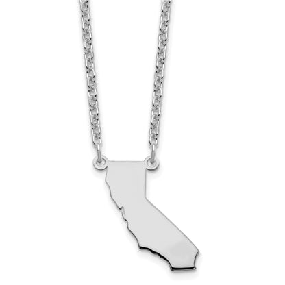 Sterling Silver Silver/Rhodium Plated California State Necklace