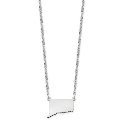 Sterling Silver Silver/Rhodium Plated Connecticut State Necklace