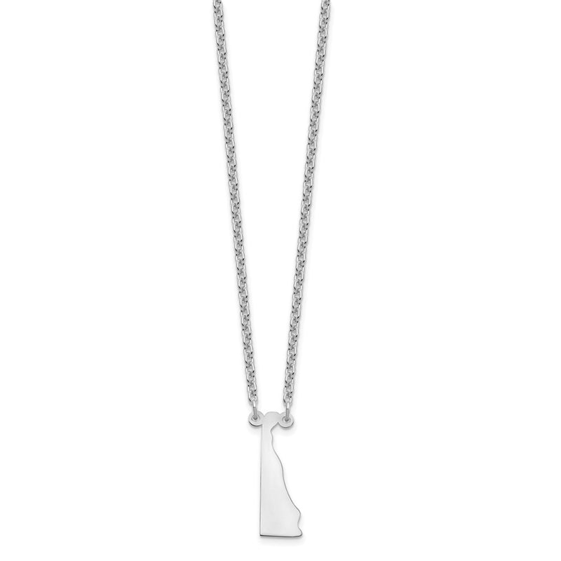 Sterling Silver Silver/Rhodium Plated Delaware State Necklace