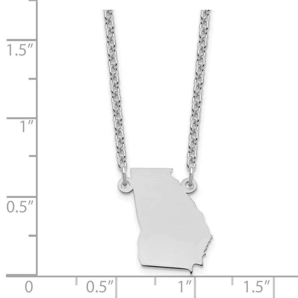 Sterling Silver Silver/Rhodium Plated Georgia State Necklace