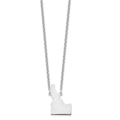 Sterling Silver Silver/Rhodium Plated Idaho State Necklace