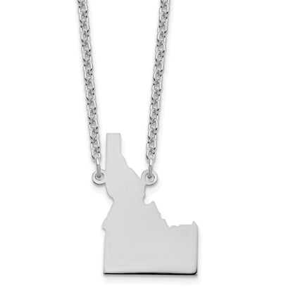 Sterling Silver Silver/Rhodium Plated Idaho State Necklace