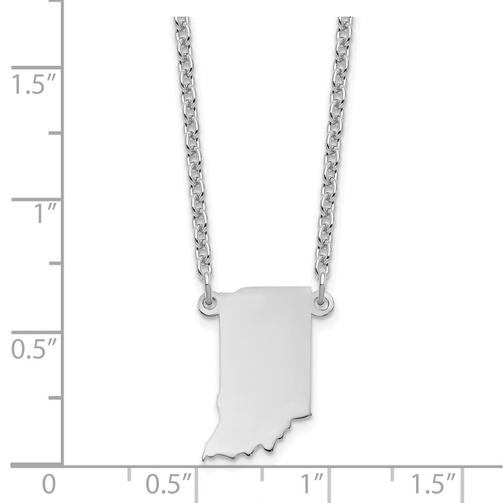 Sterling Silver Silver/Rhodium Plated Indiana State Necklace