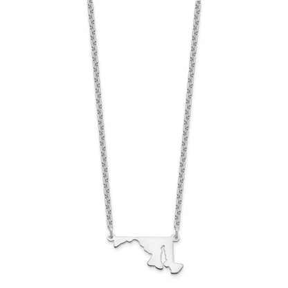 Sterling Silver Silver/Rhodium Plated Maryland State Necklace