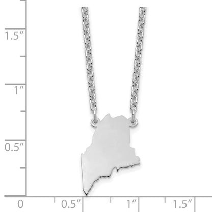 Sterling Silver Silver/Rhodium Plated Maine State Necklace